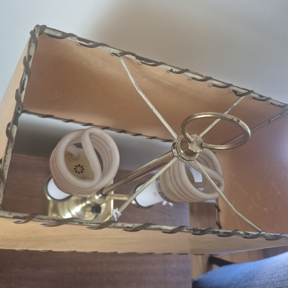 Elegant Tan Table Lamp with Gold Accents - Picture 8 of 14